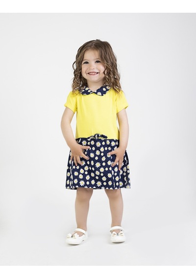 Kız Bebek Papatya Desen Yakalı Elbise 001