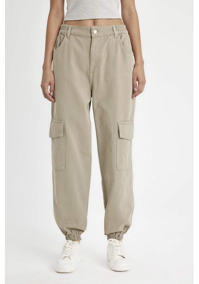 DeFacto Coool Gabardin Jogger Pantolon Normal Bel Basic Düz Kargo Cepli B0454AX24AUKH419