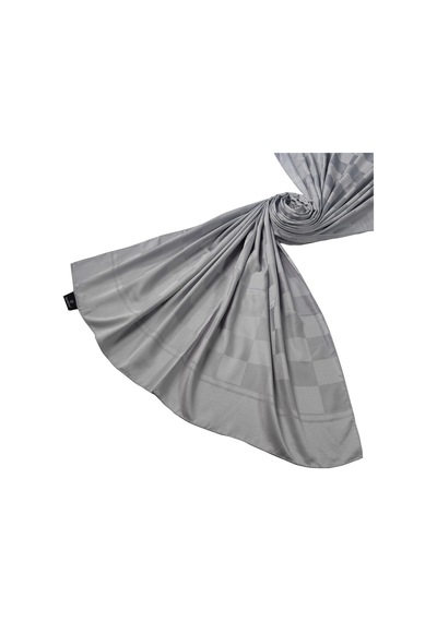 Mim Eşarp Emproyal Silver Jakar Dama Desenli Şal 75x190 Cm Gümüş