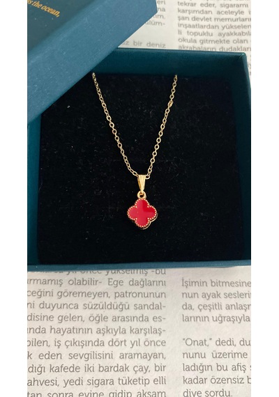 İlknur Doğal Taş Evi Çelik Kaplama Yonca Kolye