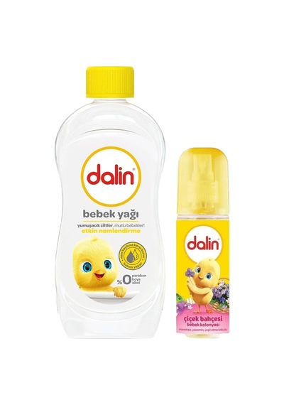 Dalin Bebe Yağı 500 Ml + Dalin Bebek Kolonyası Sprey Çiçek Bahçesi 100 Ml