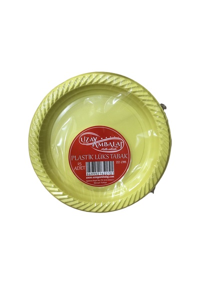 Sarı Plastik Kullan At Tabak 25 Adet 22 Cm