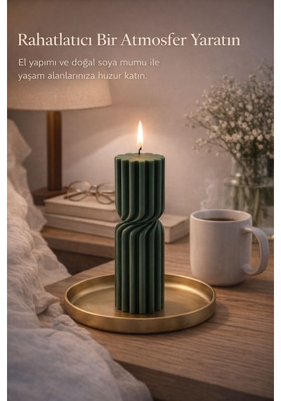Dekoratif Lüks Soya Mum,el Yapımı Doğal Mum,uzun Yanma Süreli Modern Ev Hediyesi,ev Süsü Yeşil 340g Yeşil