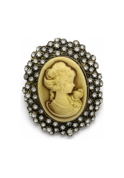 Vintage Cameo Kadın Silüeti Taşlı Broş Antik Tasarım Zarafet Aksesuarı Açık Gri