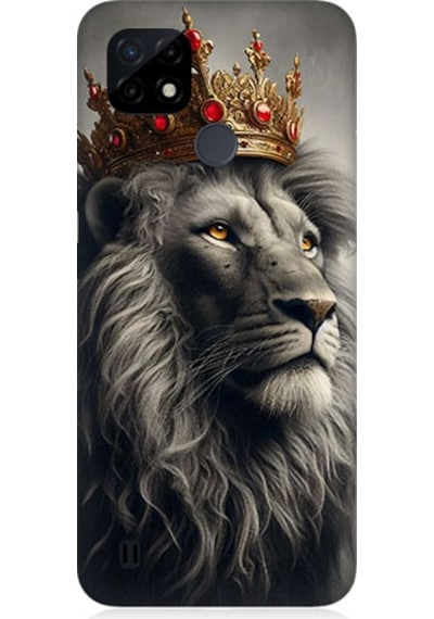 Realme C21 Uyumlu Taçlı Aslan 3 Desenli Silikon Kılıf