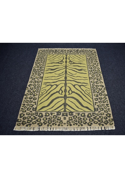 Zehra Abla Halı Yeni El Dokuma Modern Leopar Tasarım Yün Kilim 7395 Çok Renkli