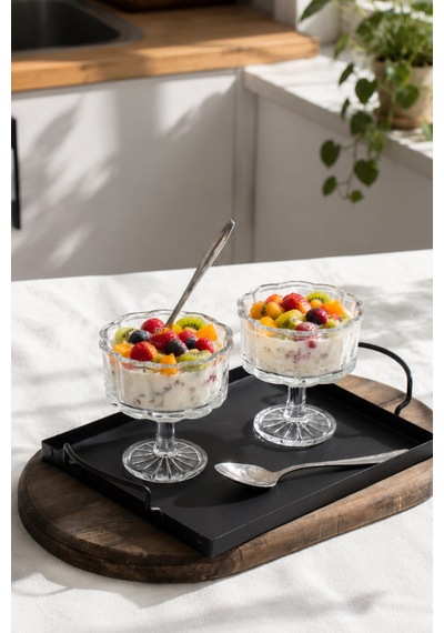 Porsima Rygx080 Reflela 6lı Ayaklı Cam Kase Puding Tatlı Ve Dondurma Kasesi Lokumluk Şekerlik Kase Seti Çerez Kasesi 250ml