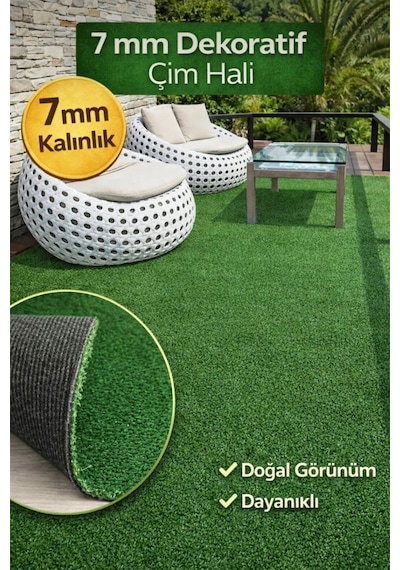 Raschel Carpet Dekoratif Suni Balkon Halısı Bahçe Halısı Çim Halı Yazlık Kilim Yolluk Rc Cımhalı Yeşil 150 x 210