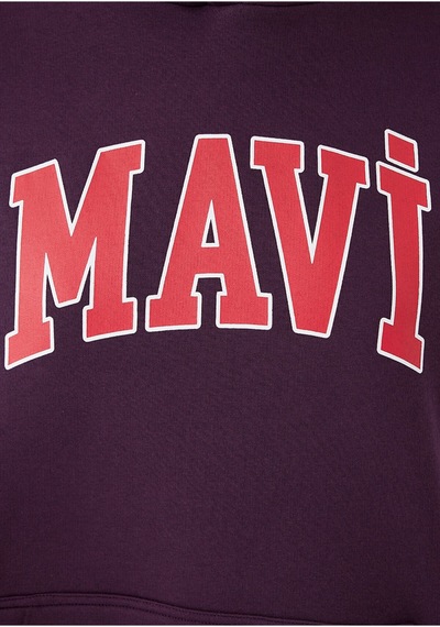 Mavi M1600361 Logo Baskılı Kapüşonlu Kadın Sweatshirt Mor