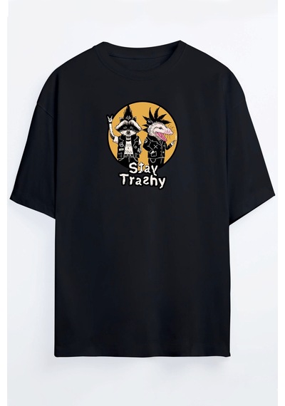 Rakun-sıçan-gelincik Çetesi Baskılı Oversize Unisex T-shirt Staytrashrakun