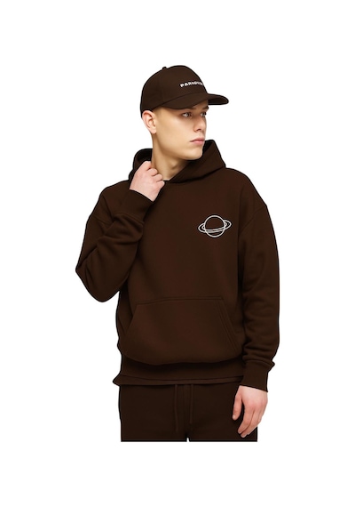 Benroma 3 İplik Penye Satürn Unisex Kapüşonlu Sweat Kahverengi