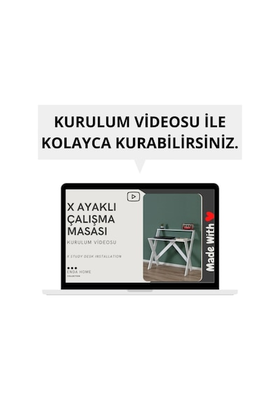 Enda Home X Ayaklı Raflı Ders Çalışma Masası 50x90 Cm Antrasit