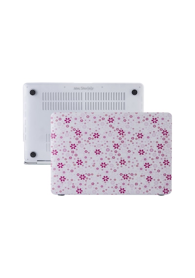 Apple Uyumlu MacBook Air Kılıf Hardcase Touch Id A1932 A2179 A2337 Flower Qt01 Açık Pembe