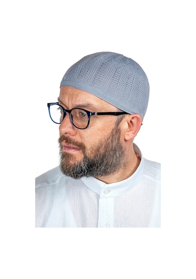 Safir Ince Örme Dantel Namaz Takkesi Gri 1 Adet