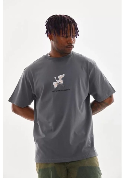 Suma Füme Unisex Oversize Baskılı T-shirt M Beden
