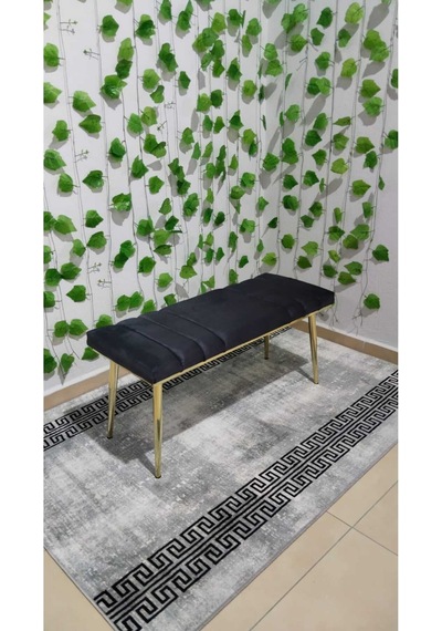 Özcan Metal Gold Metal Ayaklı Metal Kasalı Bench Mutfak Salon Antre Yatak Odası Balkon Puf Bank Füme