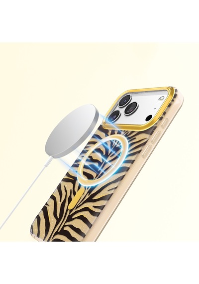 İphone 17 Pro Max Uyumlu Kılıf M-safe Şarj Özellikli Zore Paris Veyro Tpu Kapak Gold
