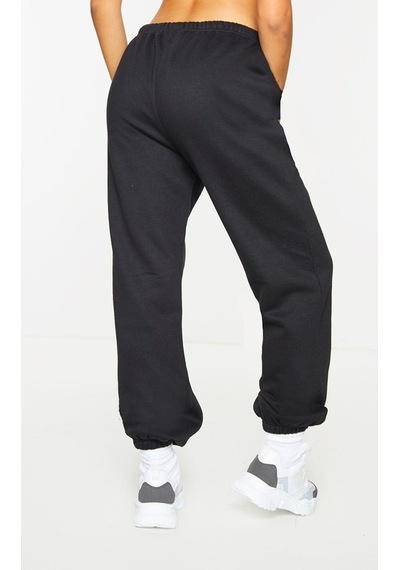 Basic Düz Eşofman Altı Jogger - Siyah Lastik Paça Yüksel Bel Siyah