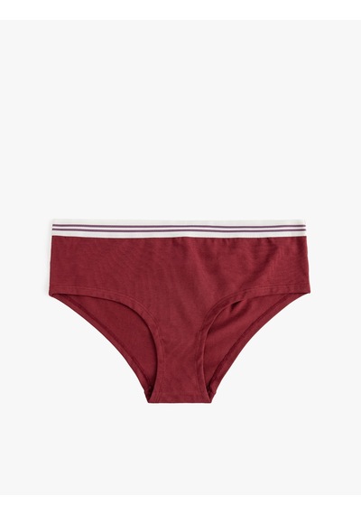 Koton Yüksek Bel Hipster Külot Pamuklu Renk Kontrastlı Bordo 5wlk30074mk Bordo