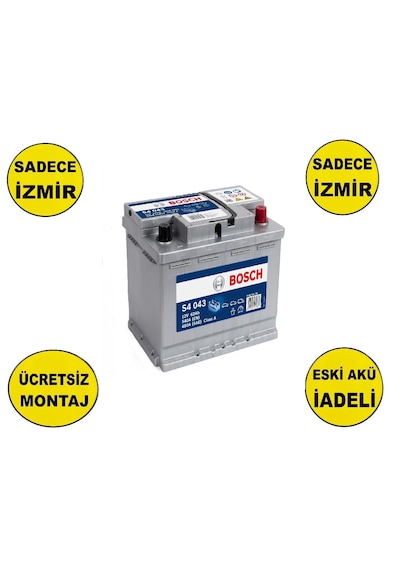 Bosch S4 043 Silver 12 V 62 Ah 540 Cca Akü-Yerinde Montaj