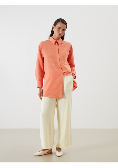 Lcw Modest Sarı Beli Lastikli Dokulu Kadın Pantolon