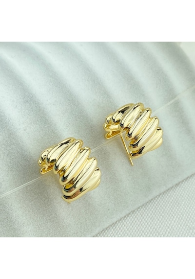 Kadın Trend Küpe Çizgi Model 316 L Paslanmaz Çelik Gold