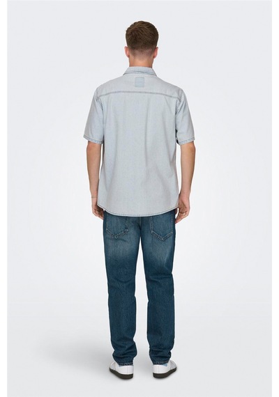 Only & Sons Onsbane 9181 Gua Dnm Ss Shırt Erkek Mavi Denim Gömlek - 22029181 Mavi