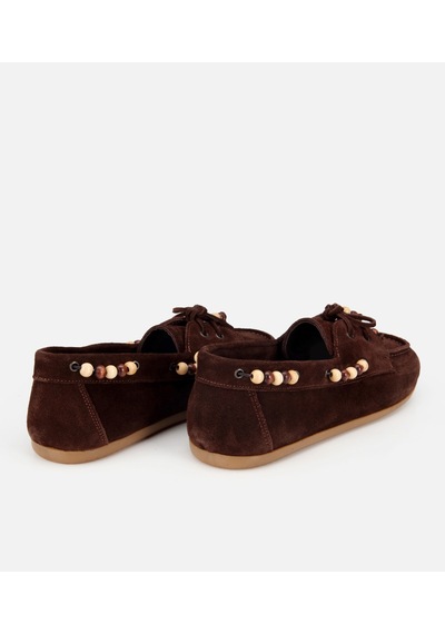 Hotiç Kadın Süet Deri Kahverengi Boncuk Detaylı Günlük Loafer 01ayh320490a480 01ayh320490a480
