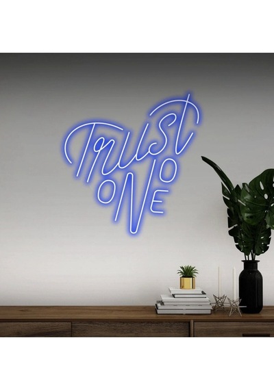 Trust No One Yazılı Neon Tabela Mavi