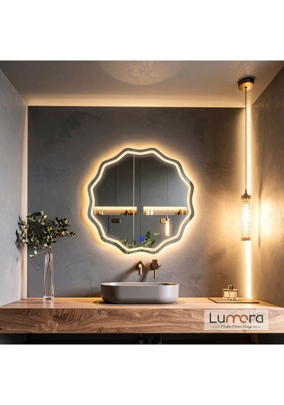 Envara Günışığı Lazer Kumlamalı Lavabo & Banyo Aynası Dokunmatik Sensörlü 70 X 70