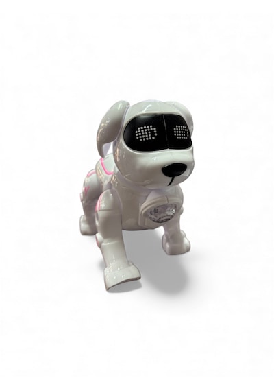 Çocuklar Için Mekanik Akıllı Robot Köpek Oyuncağı Pembe Beyaz Köpek