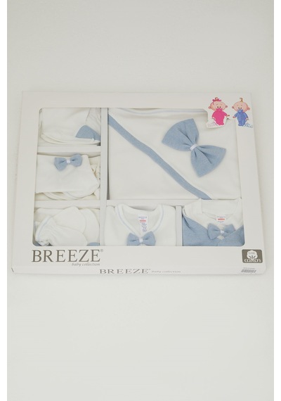 Breeze Erkek Bebek Hastane Çıkışı 10 Lu Sabit Yelekli Fiyonk Detaylı 0-3 Ay, Ekru