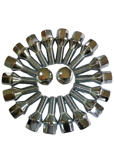 Bijon M12x1.5 Kafa Aa 17mm Dişboyu 28mm Krom Kaplama, Takım 20ad