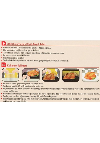 Cook Fırın Torbası, Standart Boy, 25 X 38 Cm, 8 Yaprak, Polyester Telli Diğer