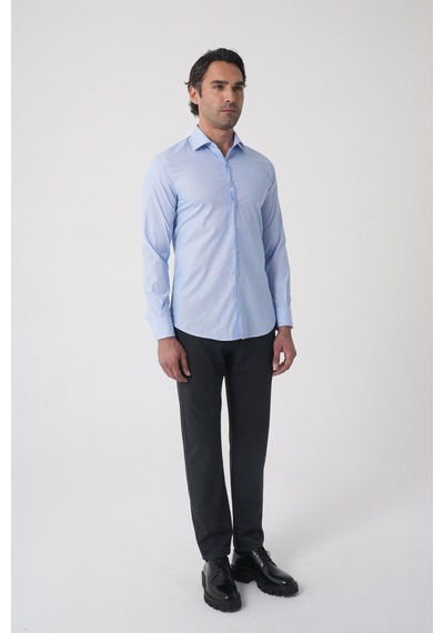 Bisse Modern Fit Pamuk Mavi Erkek Gömlek Gmkls092230024 D35 Mavi
