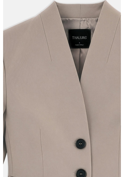 Thalure Kadın Vizon Yakasız Vücuda Oturan Blazer