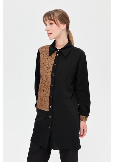 Esswaap Leopar Detaylı Tunik Siyah-siyah Siyah