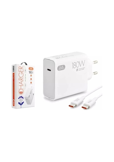 Subzero 180w Type-c Pd Kablolu Sg82 Turbo Ev Tipi Şarj Aleti Salise Gösterir