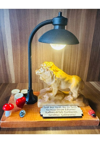 Aslan Kral Heykeli, Ofis Hediyesi, Galatasaray Taraftar Hediyesi Işıklı Biblo Söz Ve Yazılı