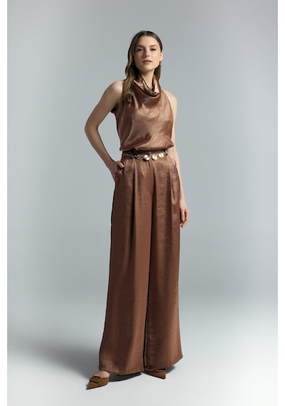 Sateen Aura Pantolon - Kahve-137307
