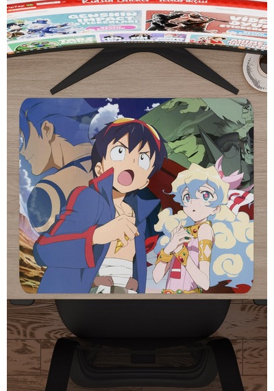 Gurren Lagann Kaymaz Dikişli Kauçuk Oyuncu Mousepad V3 - 48x40 Xl Gaming Mouse Pad Fare Altlığı