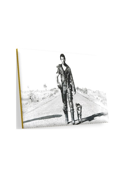 Cakasepetim Mad Max Ve Köpeği Siyah Beyaz Ahşap Mdf Tablo