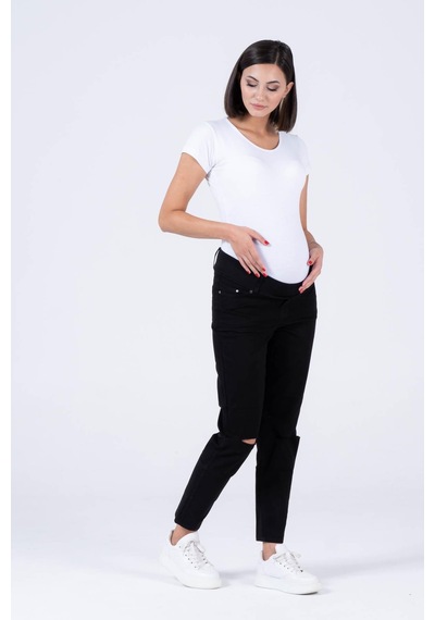 Busa Hamile Alt Karın Bantlı Skinny Dar Paça Kot Pantolon Siyah-siyah