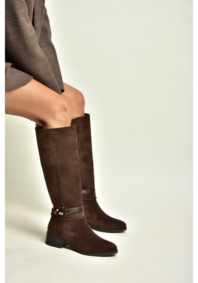 Fox Shoes Z820312802 Kahverengi Süet Kadın Çizme