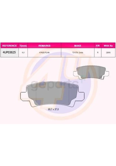 Fren Balata Corolla 2002-2006 Disk Arka 49397135