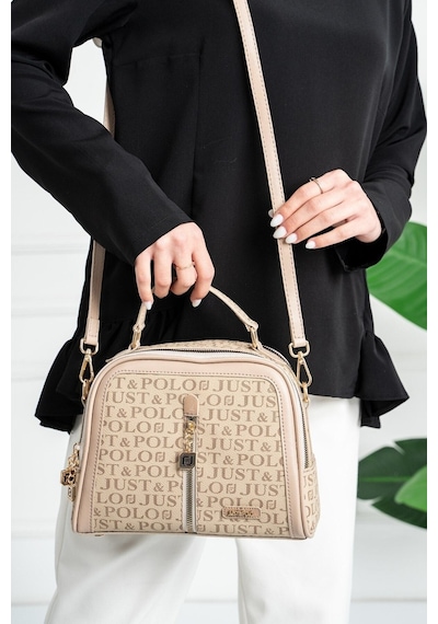 Just Polo Günlük Kombinlere Uygun Orta Boy Kadın Kadın Omuz Çantası Orijinal Shopper Bej