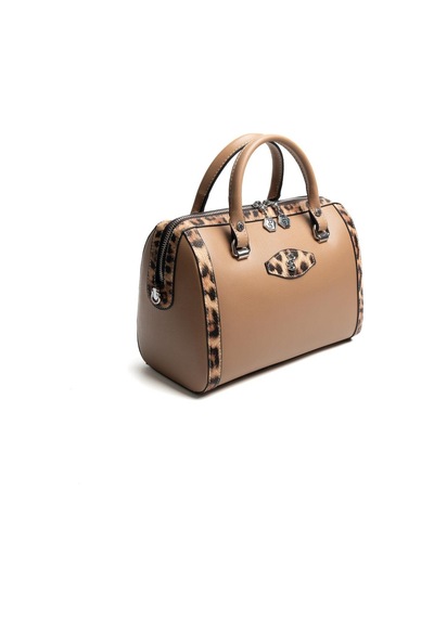 Silver Polo Sp1091 Kadın El Çantası Düz Bizon-leopar Taba