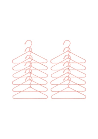 Ocean Home Textile 12'li Pembe Renk Kumaş Kaplı Metal Bebek Giysi Askısı19.5 X 30 X 0.3 Cm Pembe