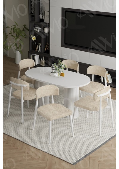 Avvio Bohem Ayak Beyaz Polo Sandalye 80x160 Mutfak Masa Sandalye Takımı