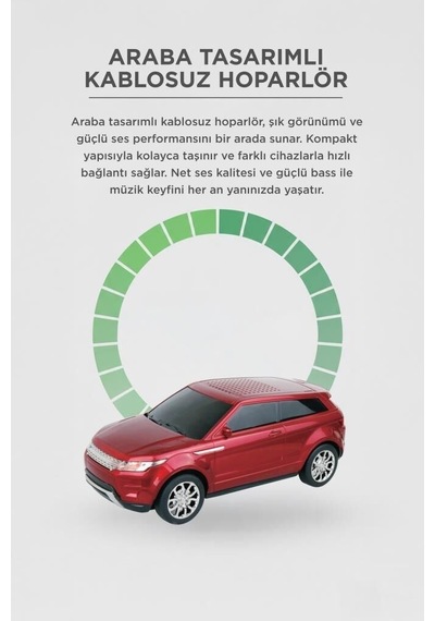 Delux Serisi Bluetooth Hoparlör Suv Araba Tasarımlı D88 Kırmızı 16w Cihaz Bireysel Farklı